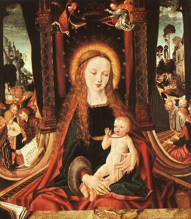 MASTER of the Aix-en-Chapel Altarpiece Madonna and Child sg Spain oil painting art